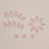 24pcs/Set Glitter Diagonal French Tips Press On Nails