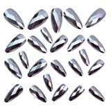 24pcs/Set Silver Diamond-Shaped Chrome Press-On Nails