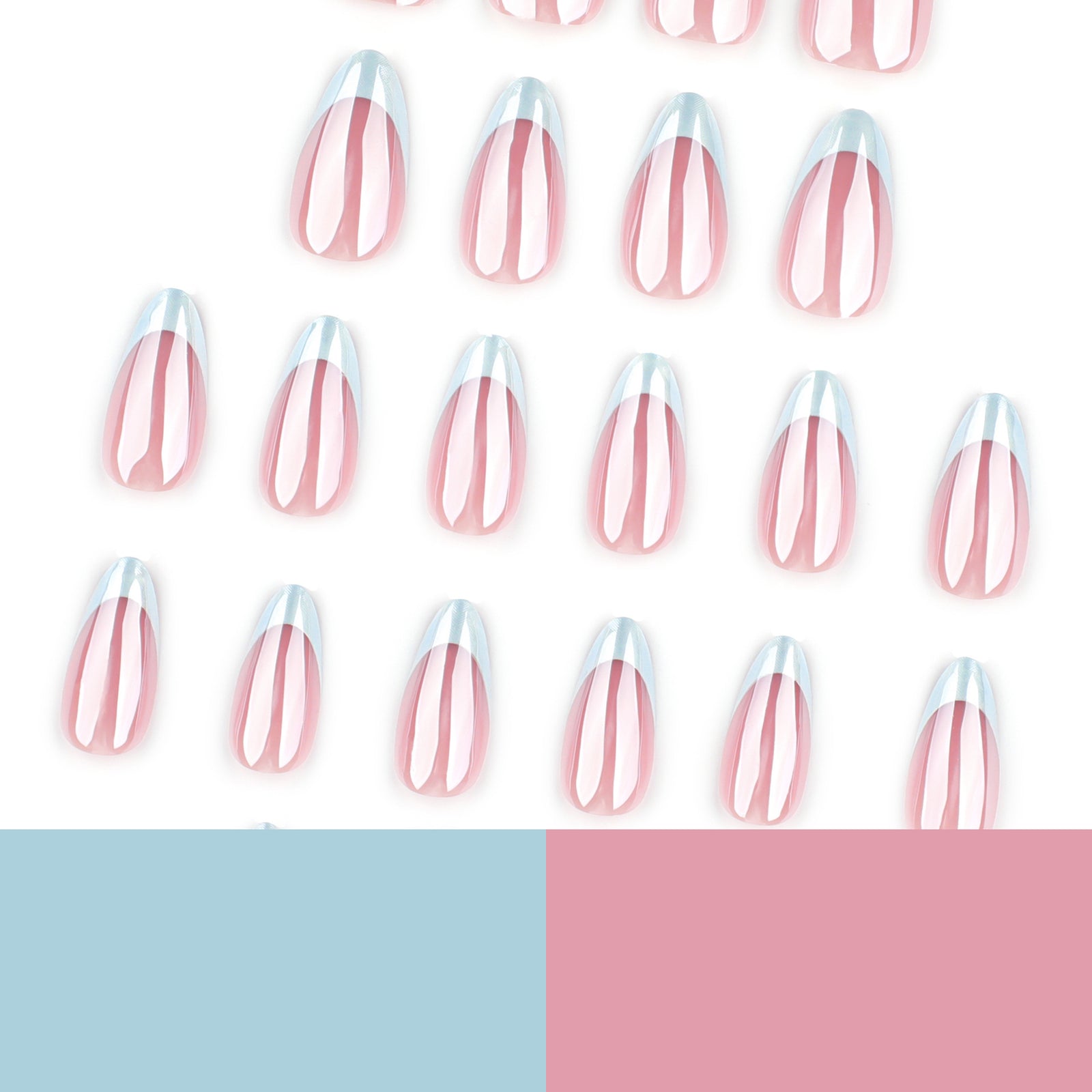24pcs/Set White Chrome French Tip Press-On Nails