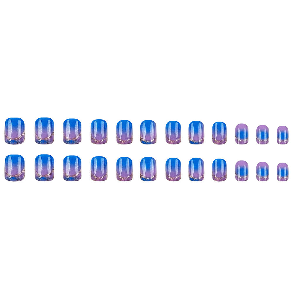 24pcs/Set Blue Ombre French Press-On Nails