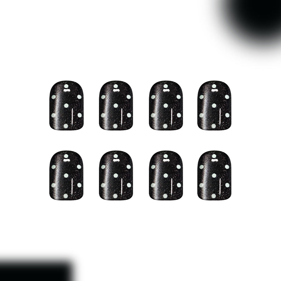 24pcs/Set Red Cat Eye with White Polka Dots Press On Nails