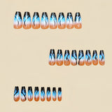 24pcs/Set Blue Ombre Flame Press-On Nails