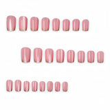 24pcs/Set Pink Cat Eye French Press On Nails