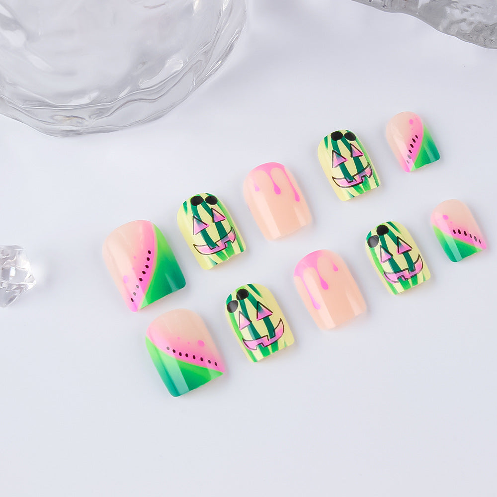 24pcs/Set Green Watermelon Heart-Shaped Sunglasses Bikini Press On Nails