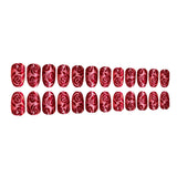 24pcs/Set Burgundy Rose Cat Eye Press On Nails