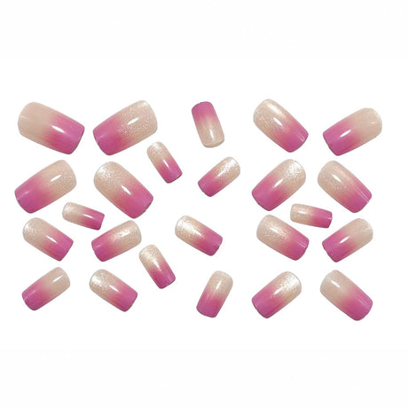 24pcs/Set Pink Ombre Cat Eye French Press On Nails