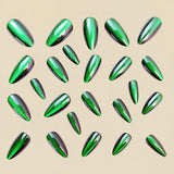 24pcs/Set Green Cat Eye Press-On Nails