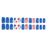 24pcs/Set Red, White and Blue Striped Hearts Press-On Nails