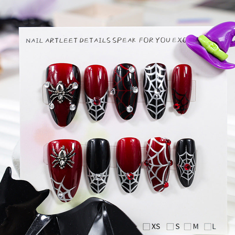 30pcs/Set 3D Spider & Spider Web Press-On Nails