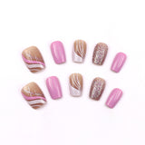 30pcs/Set Ripple Holographic Glitter Press On Nails