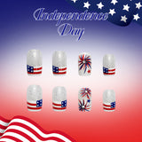 24pcs/Set Flag & Fireworks French Press-On Nails