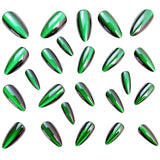 24pcs/Set Green Cat Eye Press-On Nails