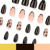 24pcs/Set Tortoiseshell Leopard French Press On Nails