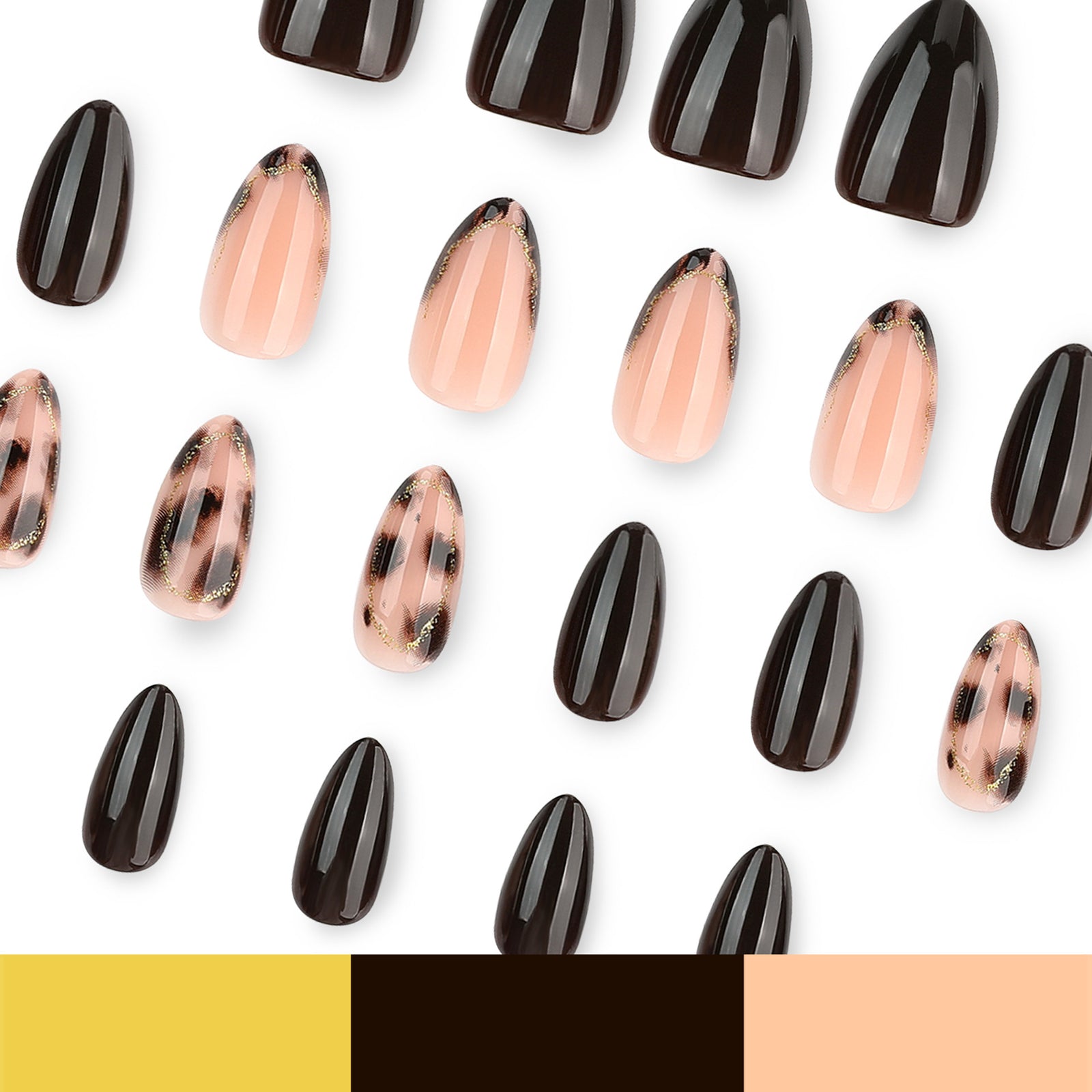 24pcs/Set Tortoiseshell Leopard French Press On Nails