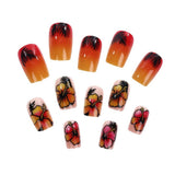 24pcs/Set Sunset Gradient Hibiscus Blossoms Press-On Nails