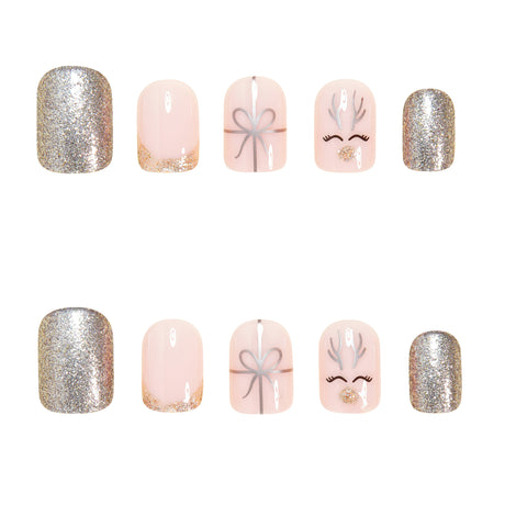 24pcs/Set Gilded Gift Bow Press-On Nails