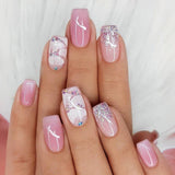 24pcs/Set Pink Sakura Ombre Press-On Nails