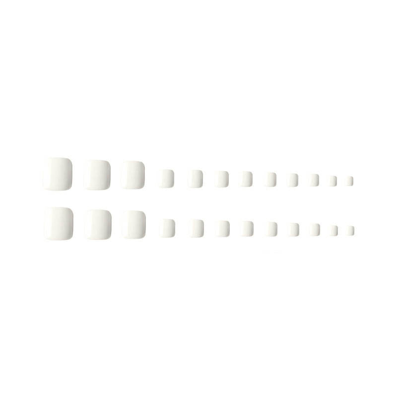 24pcs/Set Pure White Press On Toe Nails
