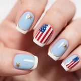 24pcs/Set American Flag Stars & Stripes French Tips Press-On Nails