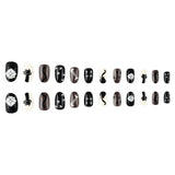 24pcs/Set Black & White Cat Paws Press On Nails