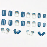 24pcs/Set Blue Gradient with Golden Sparkle Press On Nails