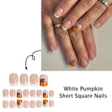 24pcs/Set White French Pumpkin Press On Nails
