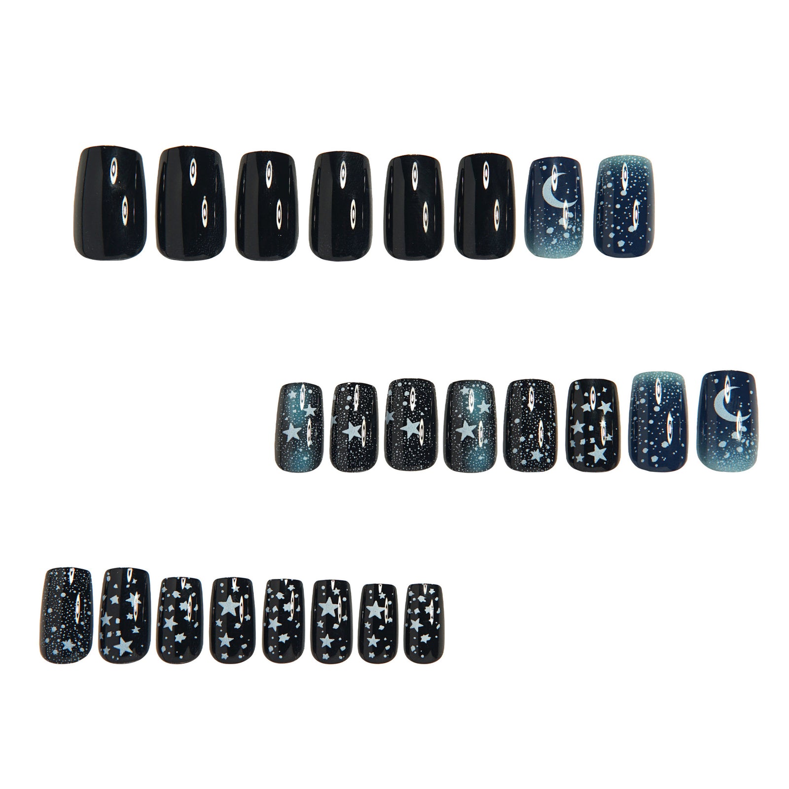 24pcs/Set Moon & Stars Night Sky Press-On Nails