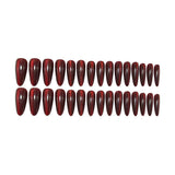 24pcs/Set Deep Burgundy Cat Eye Press On Nails