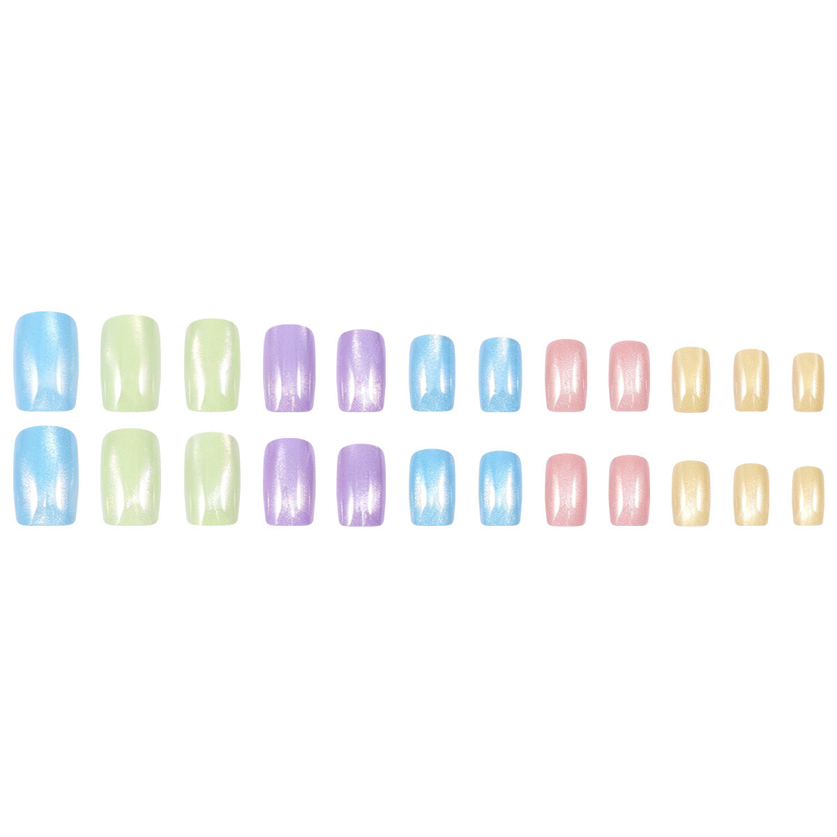 24pcs/Set Colorful Candy Cat Eye Press On Toe Nails