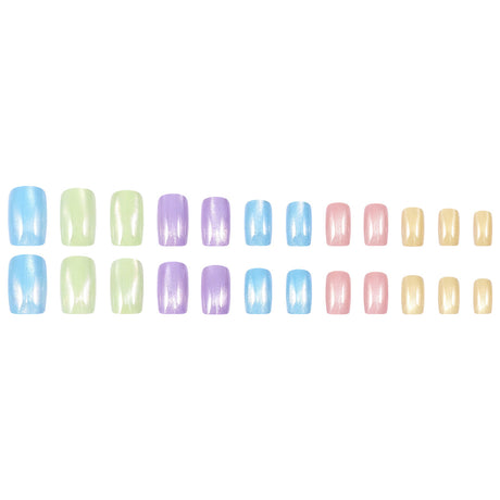 24pcs/Set Colorful Candy Cat Eye Press On Toe Nails