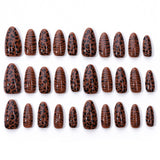 30pcs/Set Brown Leopard Print Cat Eye Press-On Nails