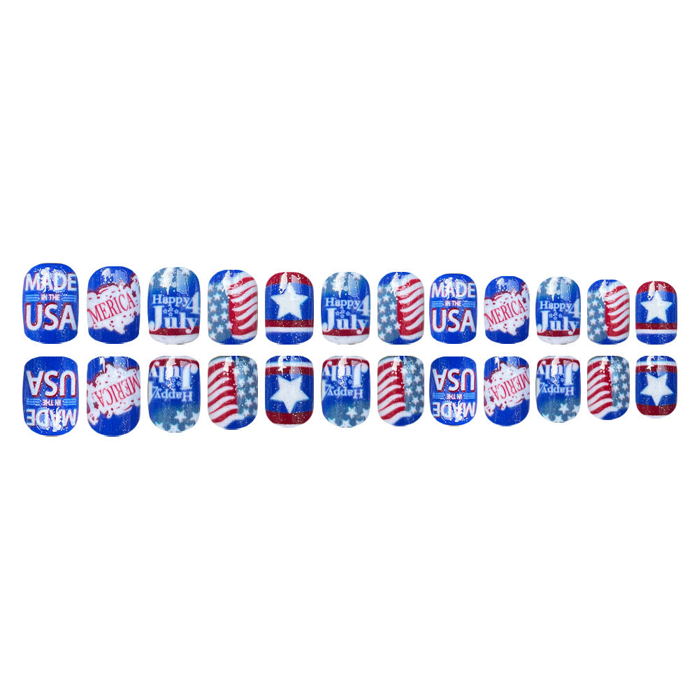 24pcs/Set Independence Day USA Typography, Flag & Stars Press-On Nails