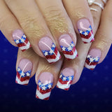24pcs/Set French Tip American Flag Stars Press-On Nails