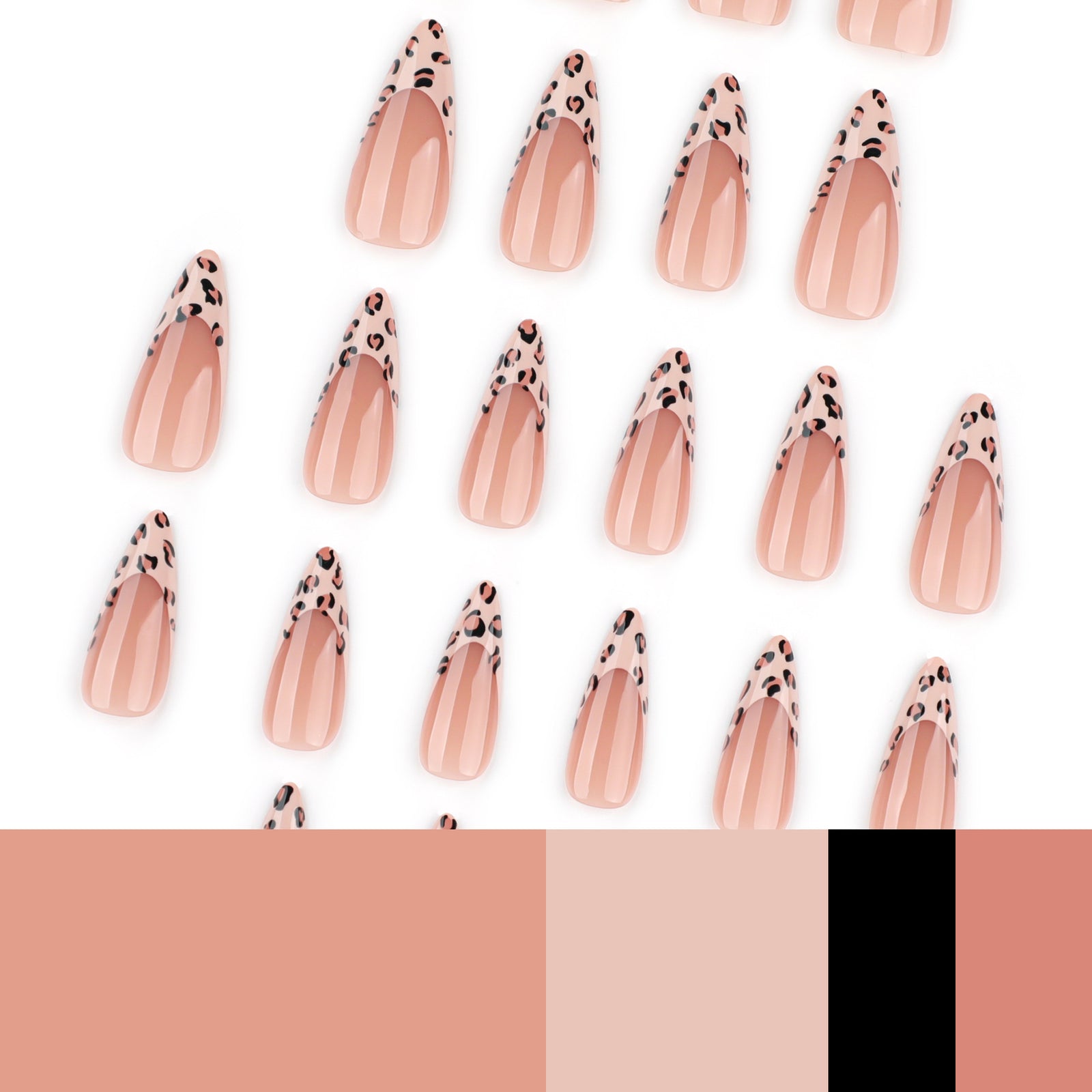 24pcs/Set Leopard Print French Press-On Nails
