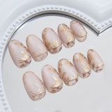 24pcs/Set 3D Gold Foil Floral Cat Eye Press-On Nails