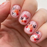 24pcs/Set Mushroom Pumpkin Floral Maple Leaf Press On Nails
