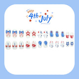 24pcs/Set Denim Star Bow Press-On Nails