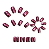 24pcs/Set Fuchsia Chrome Press-On Nails