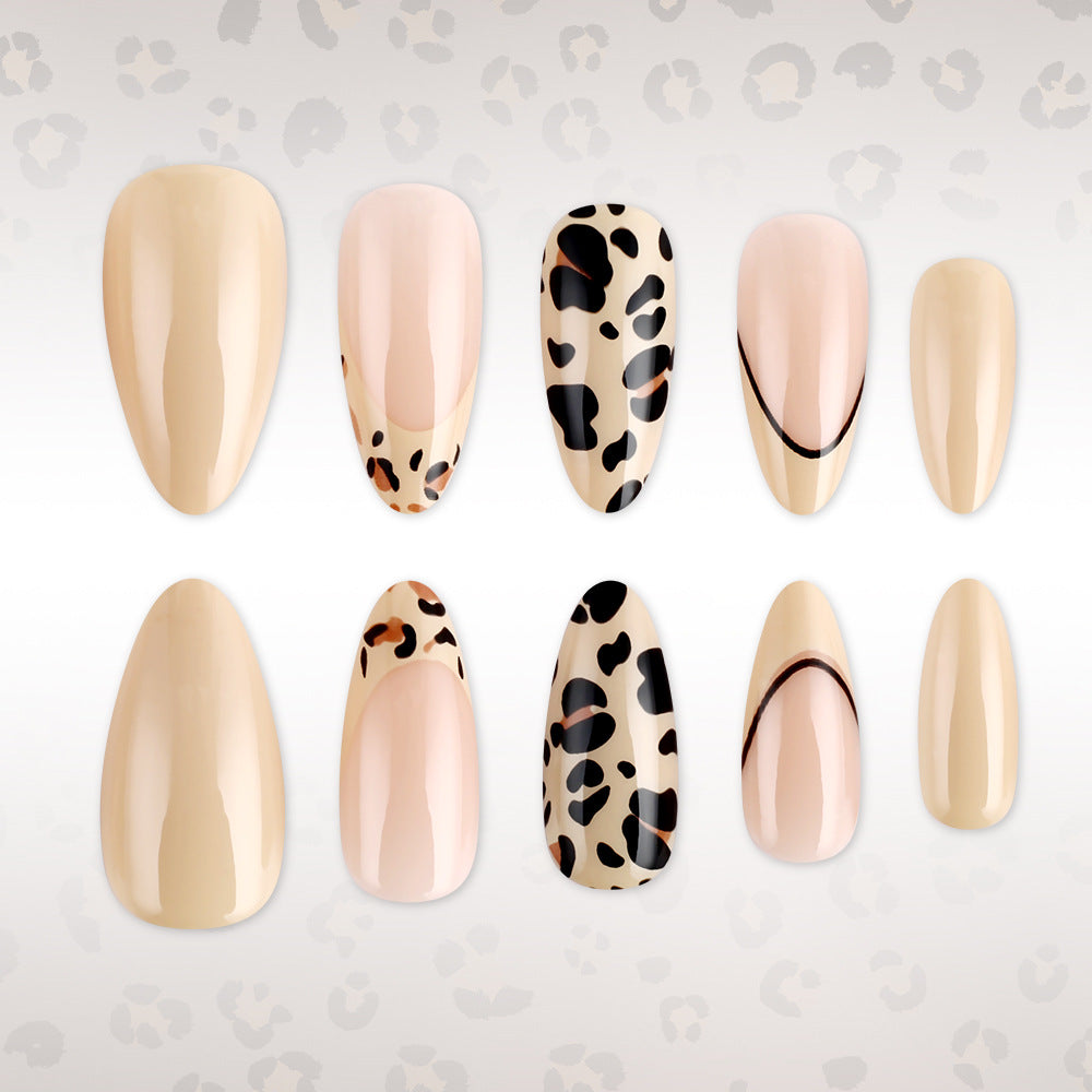 24pcs/Set French Leopard Press-On Nails