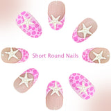 24pcs/Set Pink Starfish French Press On Nails