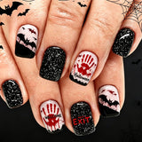 24pcs/Set Bloody Handprint Bats Press On Nails