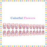 24pcs/Set Floral French Press On Nails