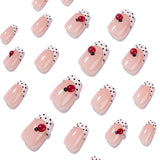 24pcs/Set Ladybug & Black Polka Dot French Tips Press-On Nails