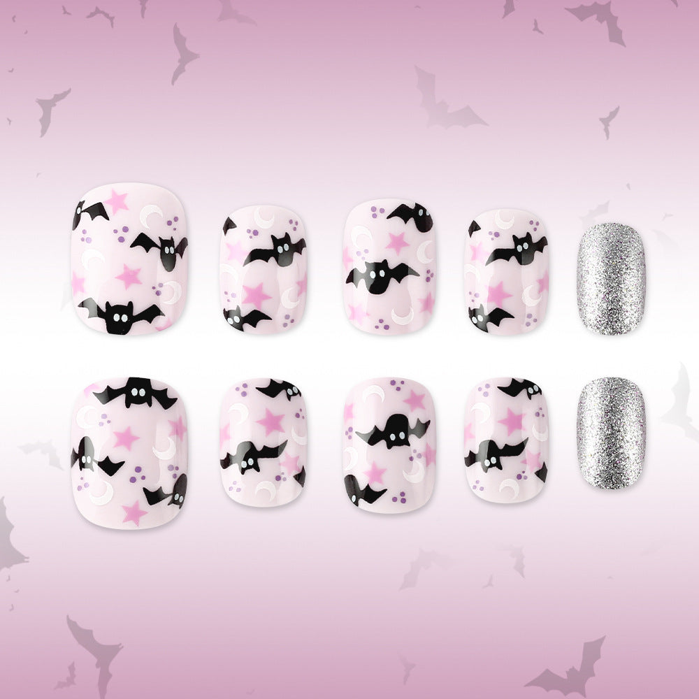 24pcs/Set Sparkly Glossy Bats Press-On Nails