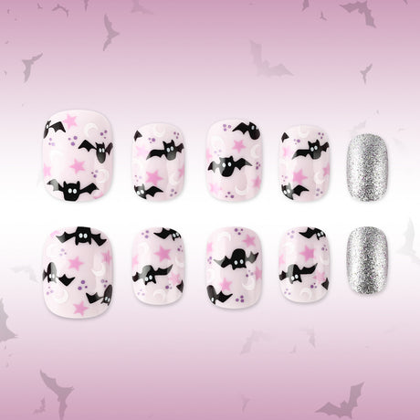 24pcs/Set Sparkly Glossy Bats Press-On Nails