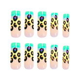24pcs/Set Green Leopard Print Ombre Press-On Nails