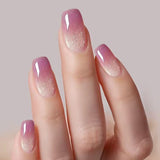 24pcs/Set Pink Ombre Cat Eye French Press On Nails