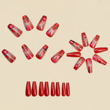 24pcs/Set Burgundy Cherry Press-On Nails