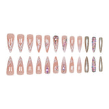 24pcs/Set 3D Floral Colorful Rhinestones Press On Nails