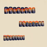 24pcs/Set Orange & Black Ombre Black Cat Press-On Nails
